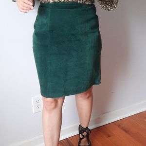 Vintage green suede leather mini skirt